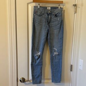 Hudson Jeans Medium Blue Ripped Skinny Jeans